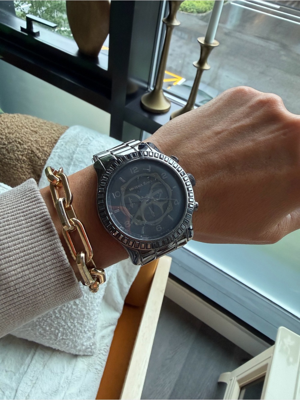 Michael Kors Oversized Stainless Steel Chronograph Watch MK-5542